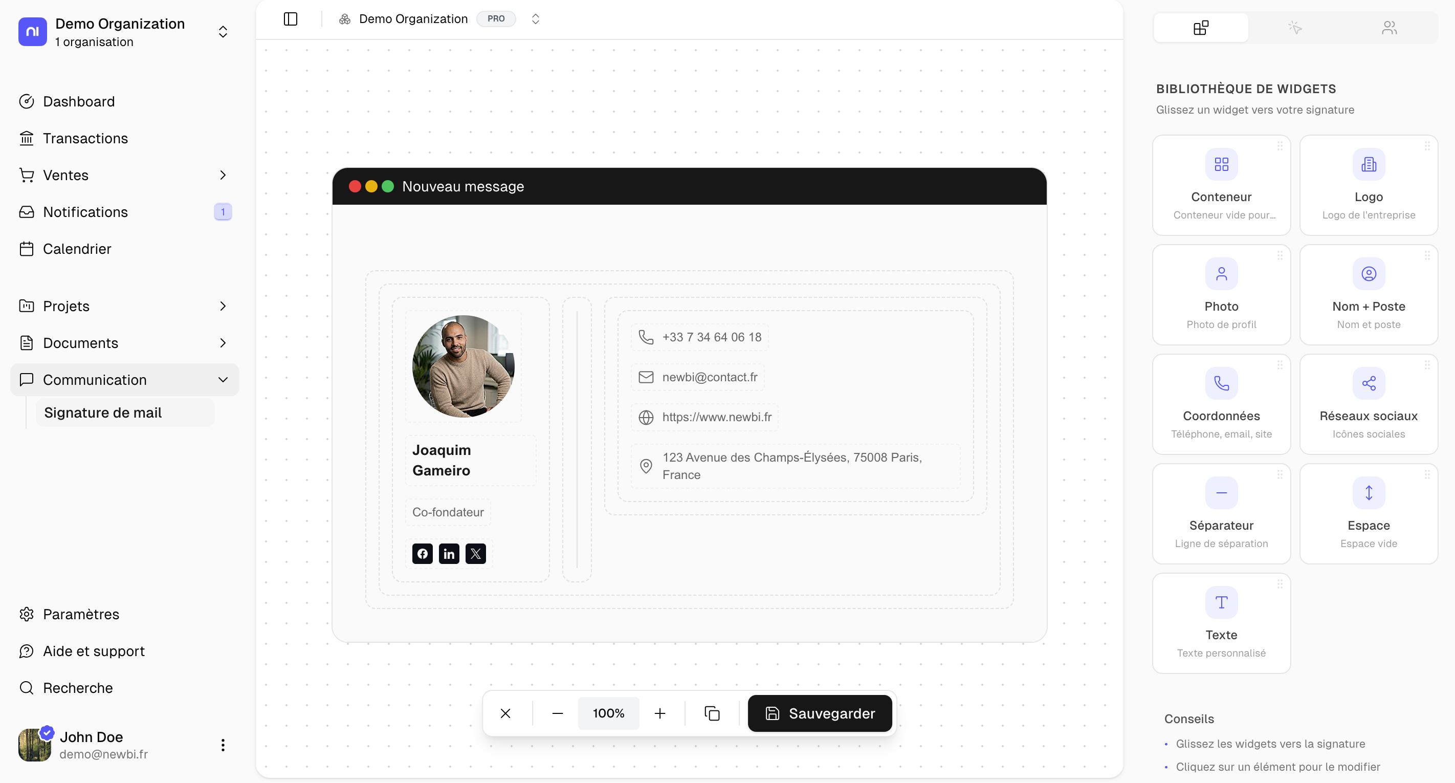 Création de signature email professionnelle