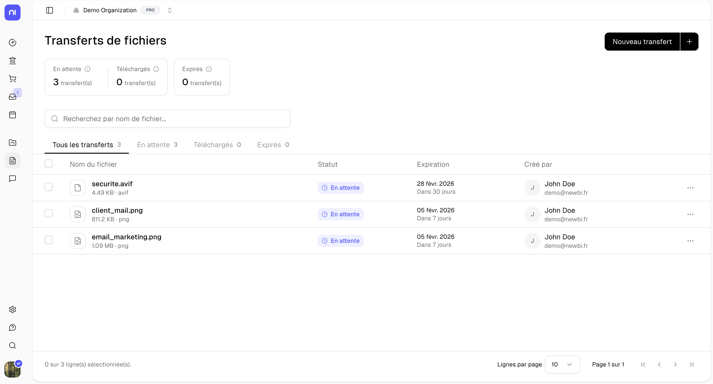Gestion des transferts de fichiers