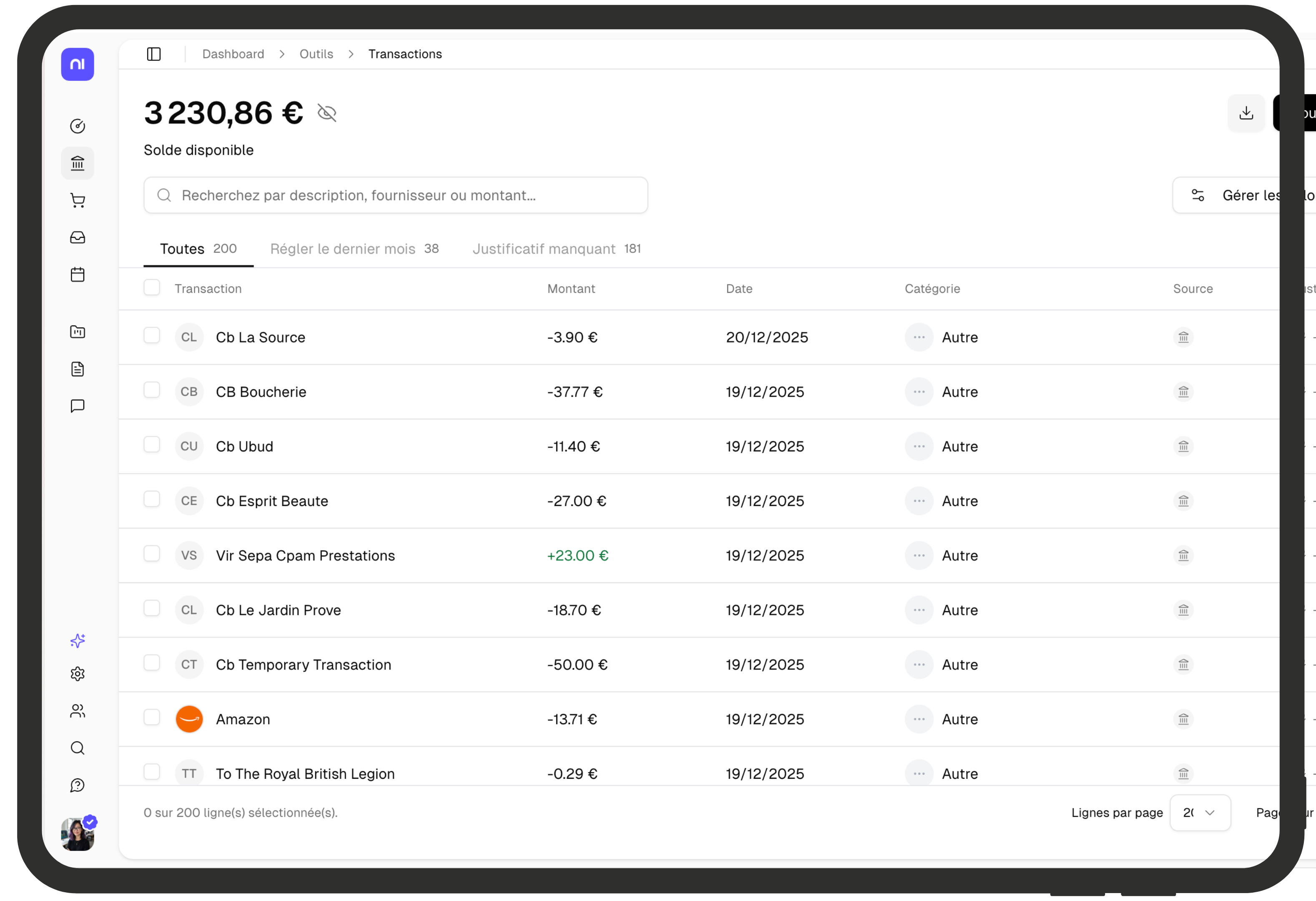 Dashboard Newbi sur Mac