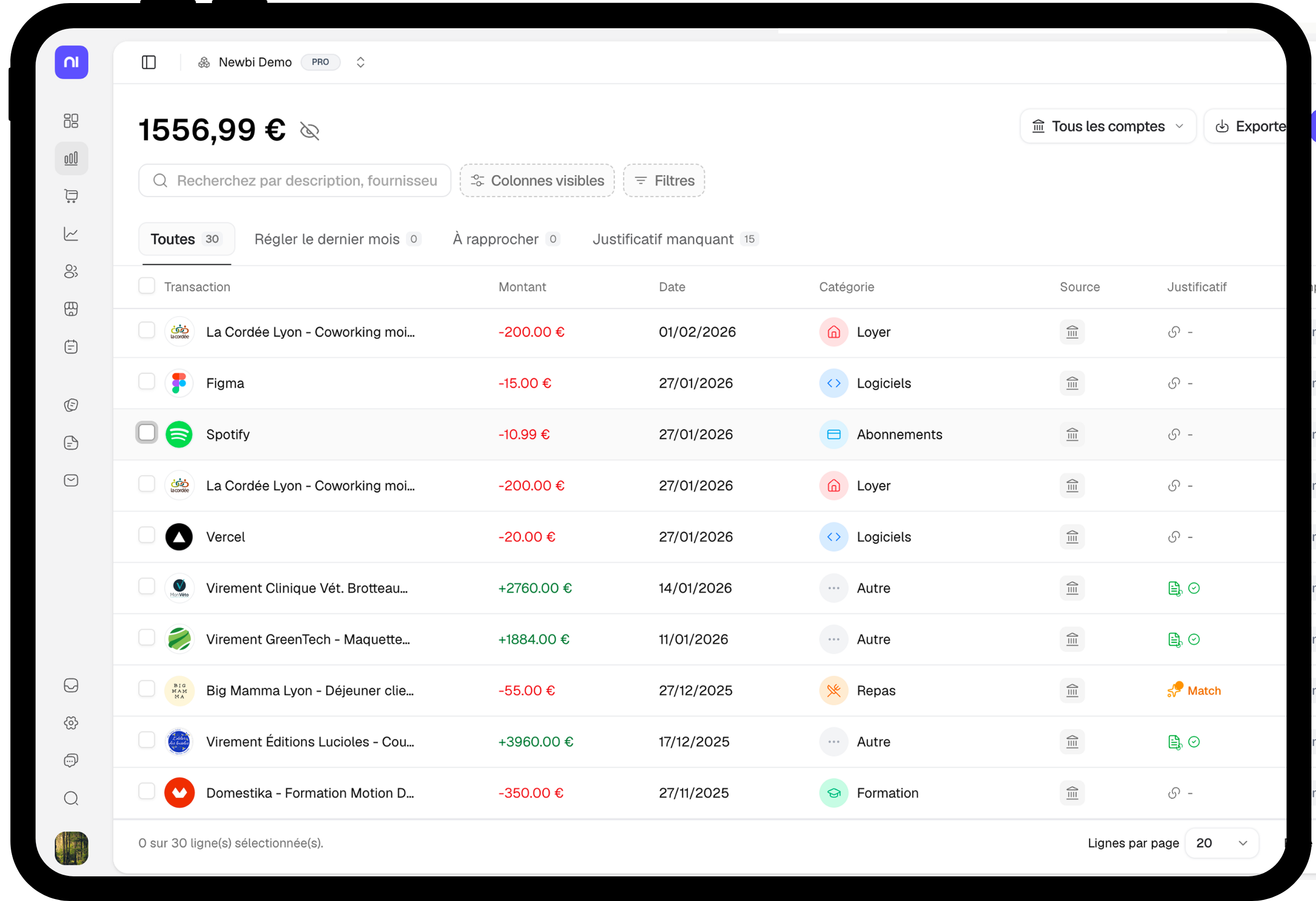 Dashboard Newbi — Transactions